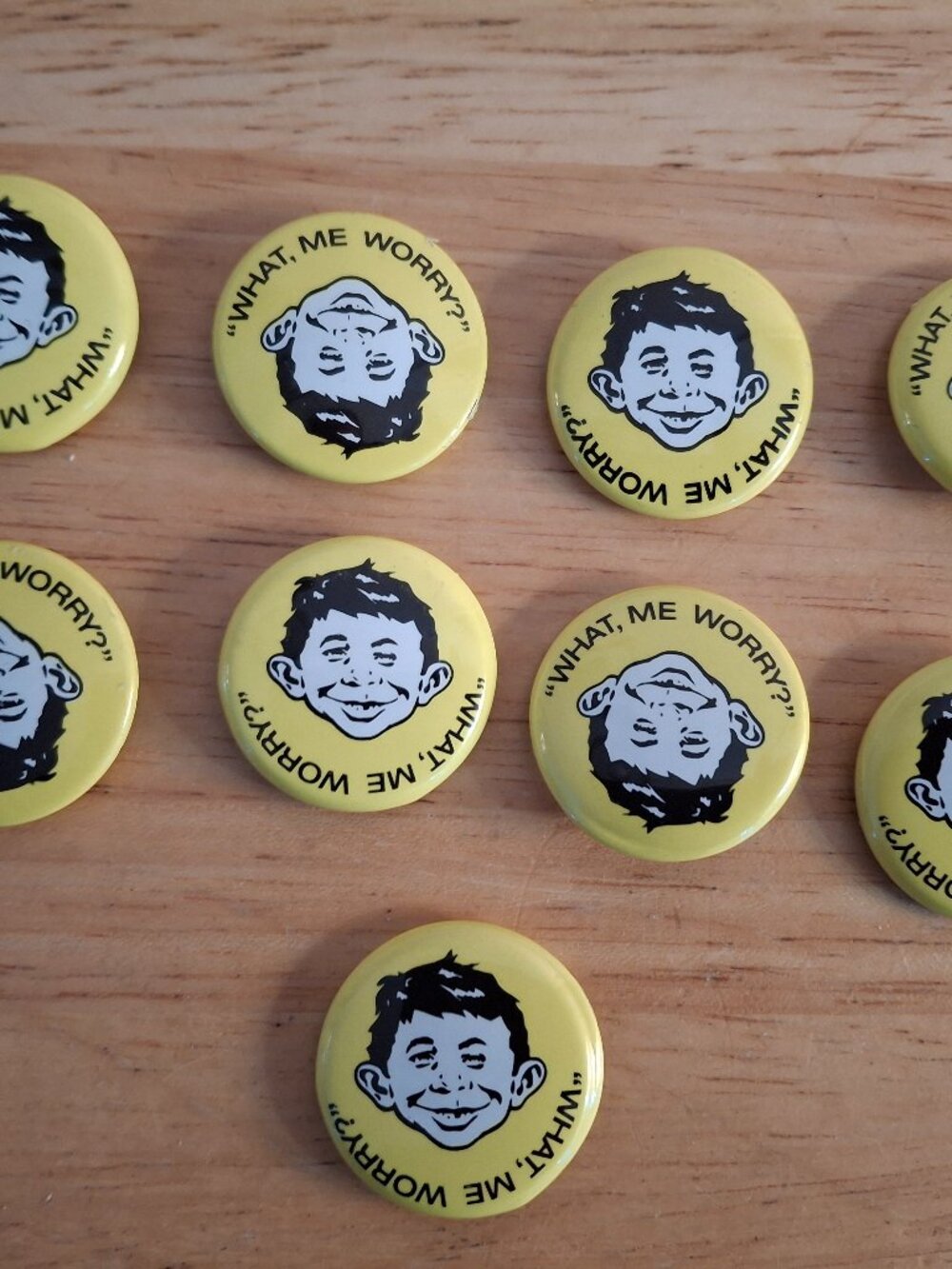 9x Alfred E Neuman What Me Worry Promo Button Pins Lot 1996 Mad Magazine Vintage